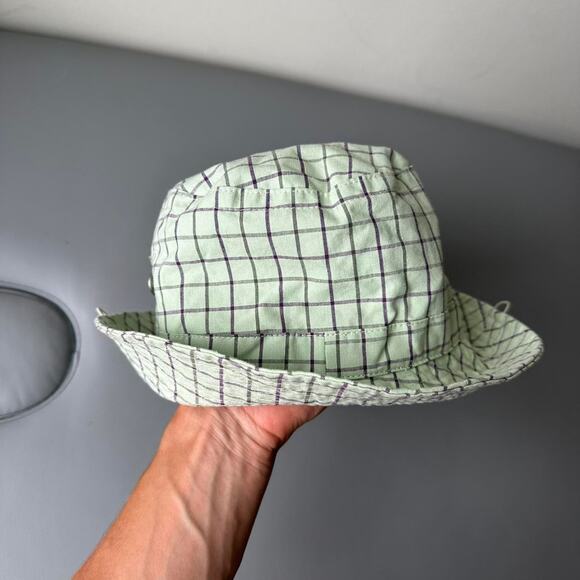 Rare Y2K FC Diesel Pradesh 67 Sporty Plaid Green Purple Bucket Hat Cap main image 5